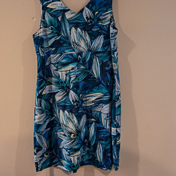 Tommy Bahama Blue and Teal Tropical Print Dress  Above knee size XL - Picture 2 of 3